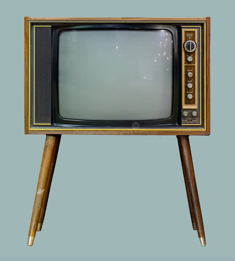 Old vintage wooden box television Royalty Free Vector Image