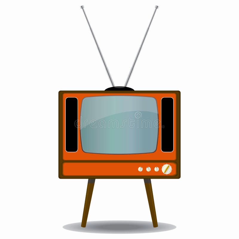 Vintage TV Set with an Antenna Stock Illustration Illustration of