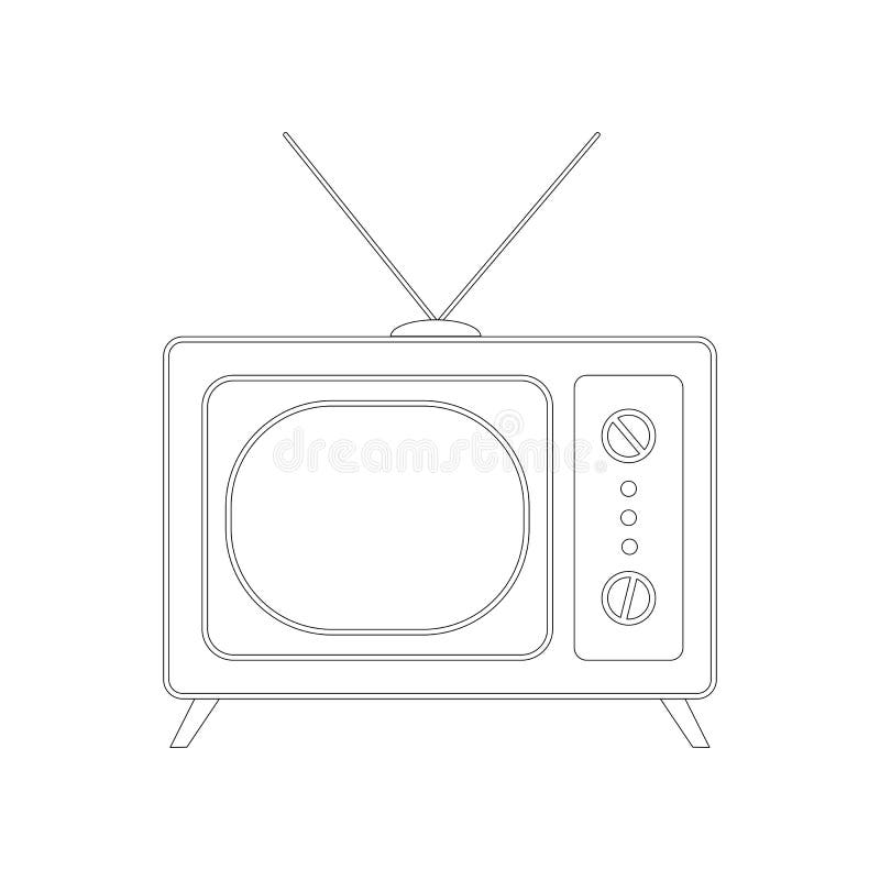 Retro Vintage Tv Set,vector Illustration,lining Stock Vector ...