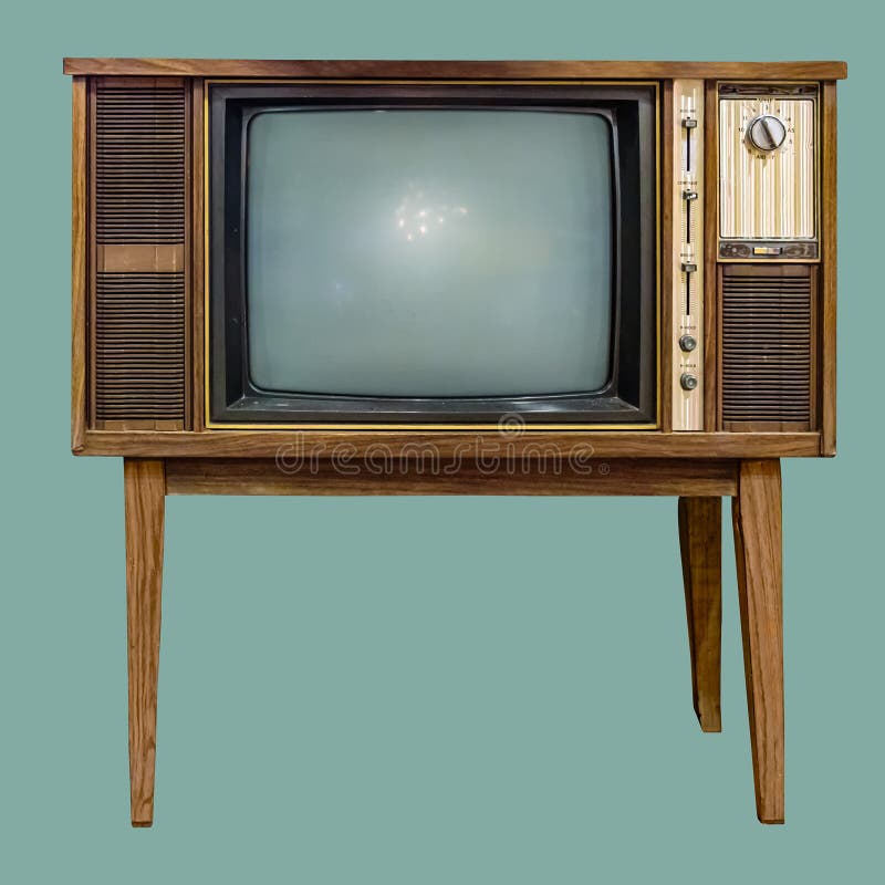 Vintage TV in Wooden Cabinet. Retro TV in Wooden Cabinet. Stock Image ...