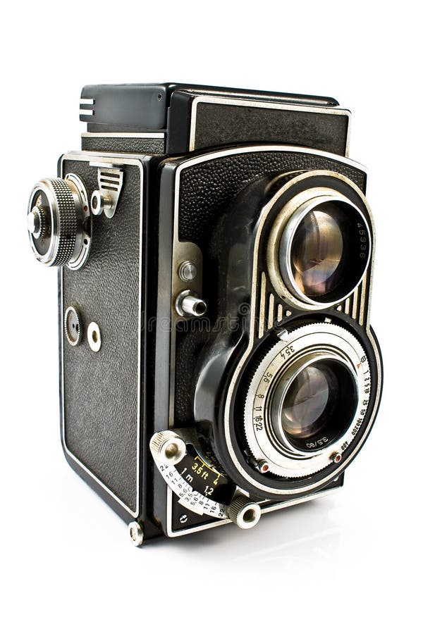 Vintage two lens photo camera royalty free stock photo