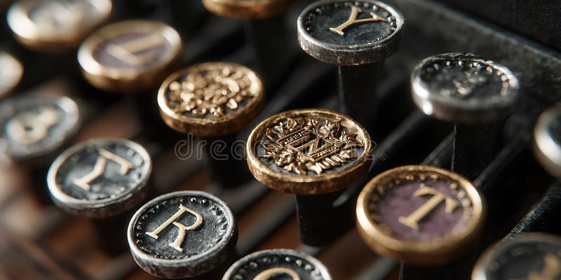 Vintage Typewriter Keys A CloseUp Look at Retro Typography stock illustration