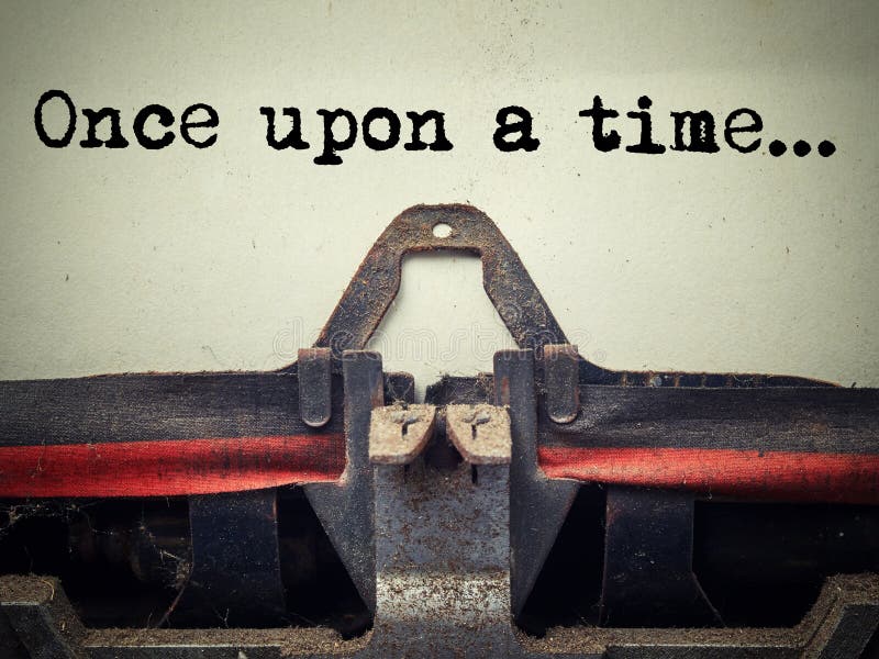 Vintage typewriter once upon a time text stock image