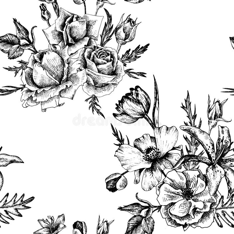 Vintage vector floral seamless pattern