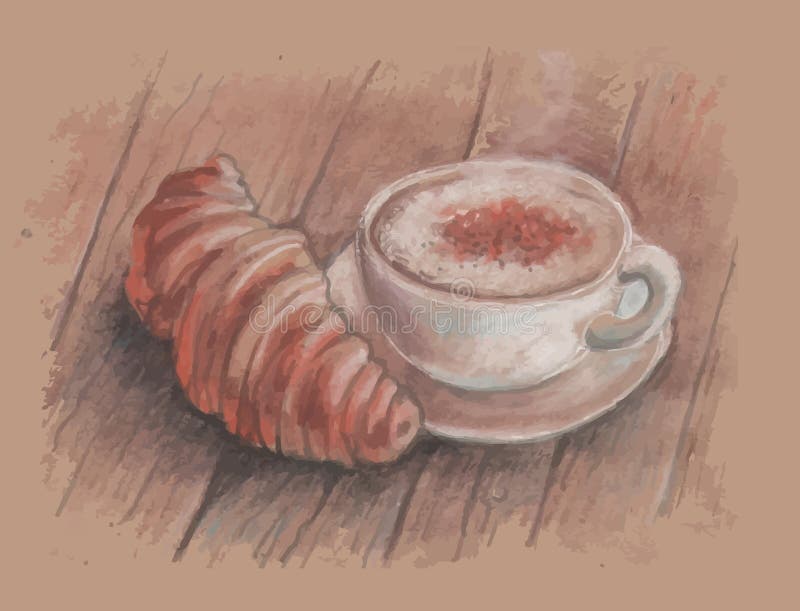 Vintage Vector Image Of A Cup Of Coffee And A Croissant Stylized Pencil Drawing Stock Vector Illustration Of Coffee Design Vintage Vector Image Of A Cup Of Coffee And A Croissant Stylized Pencil Drawing Stock Vector Illustration Of Coffee Design