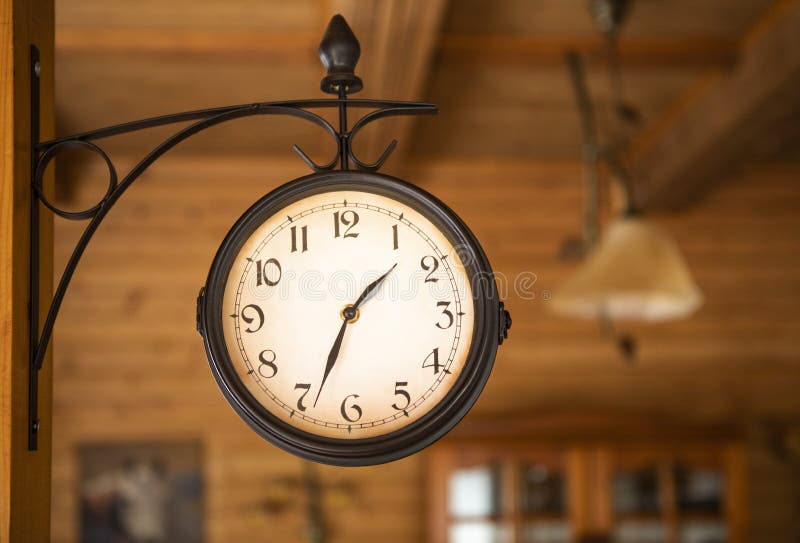 Vintage Wall Clock. Old Style Hanging Clock. Stock Image Image of