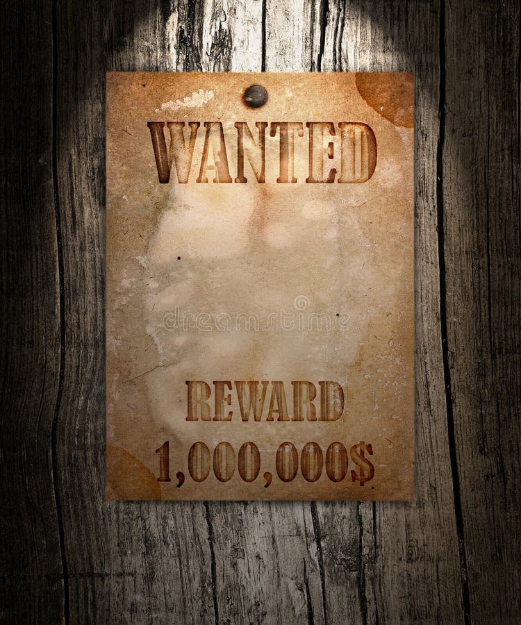Vintage wanted poster stock photo