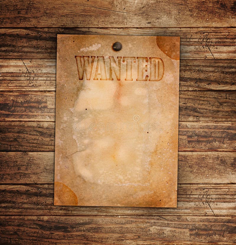 Vintage wanted poster on a wooden royalty free stock images