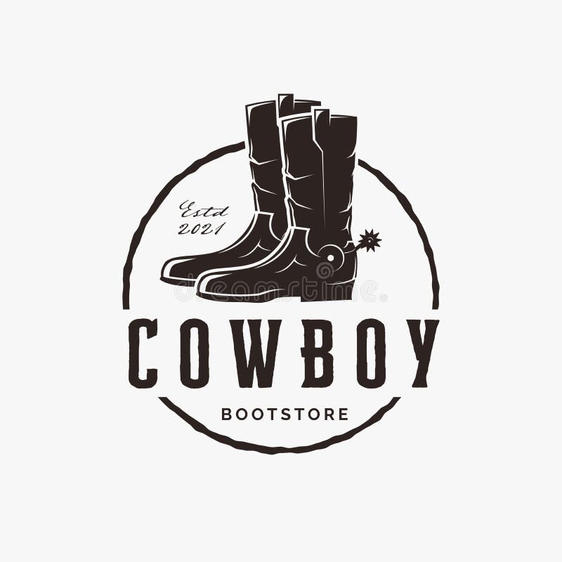 Vintage Western Cowboy Boots, Cowboy Shoes Logo Label Design Stock ...