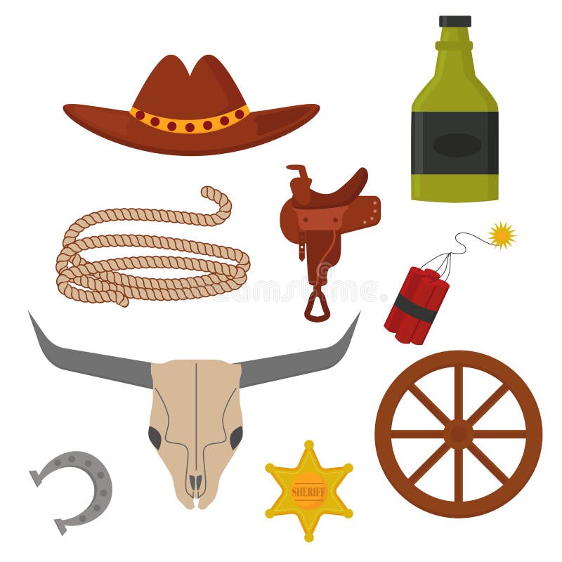 Download Vintage Western Cowboys Vector Signs American Symbols Stock Vector - Illustration of rope, badge ...