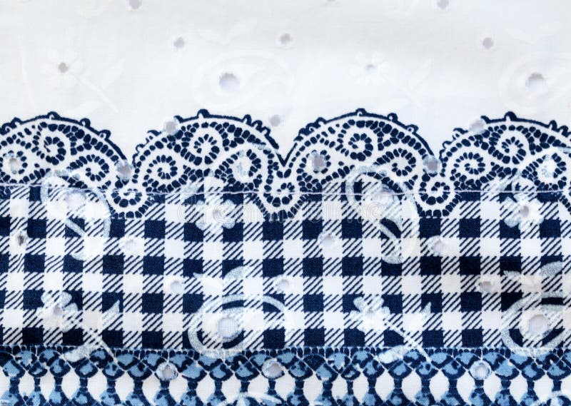 Vintage white and blue cotton fabric royalty free stock photos