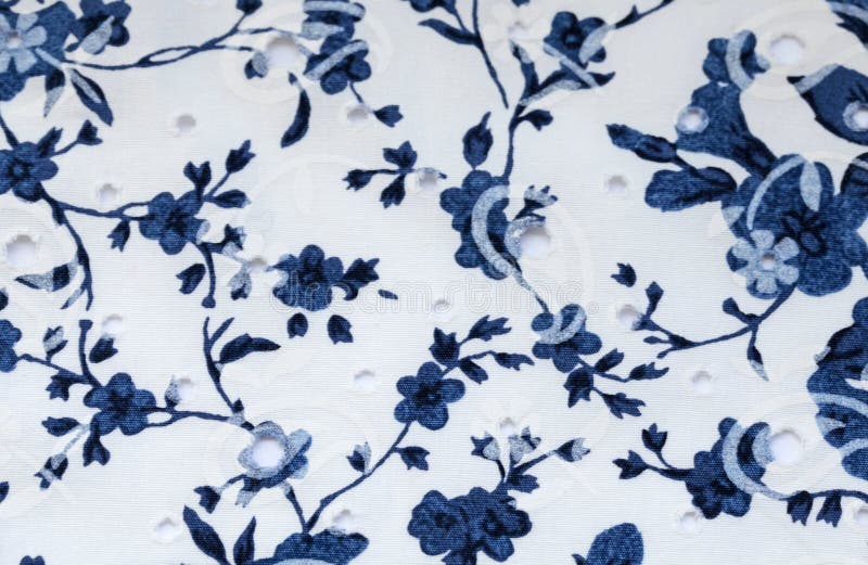 Vintage white and blue cotton fabric royalty free stock image