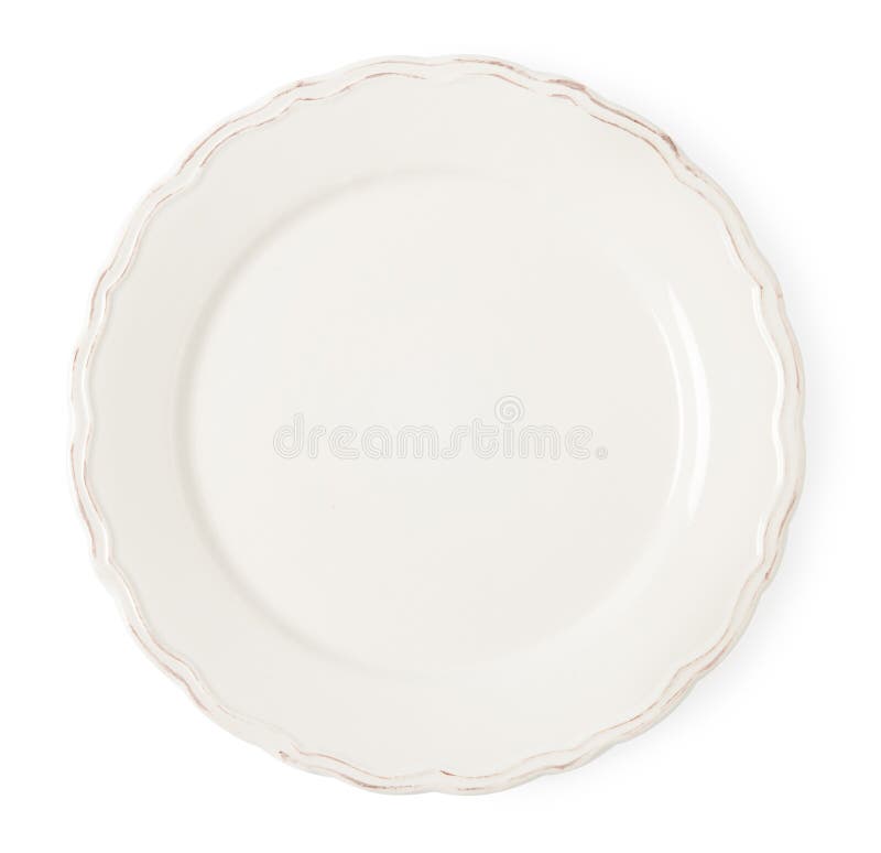 Vintage Plate, Knife and Fork on White Background Stock Photo Image