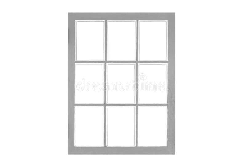 White Painted Wooden Window Frame Isolated on a White Background Stock