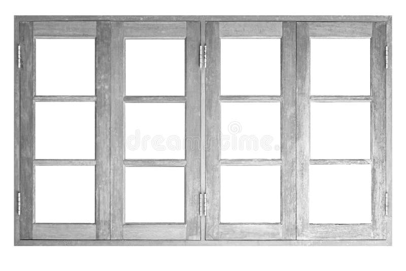 White Painted Wooden Window Frame Isolated on a White Background Stock