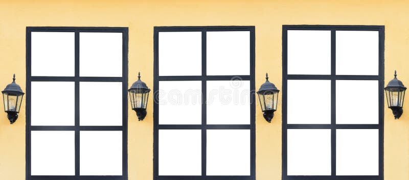 Vintage window on yellow wall