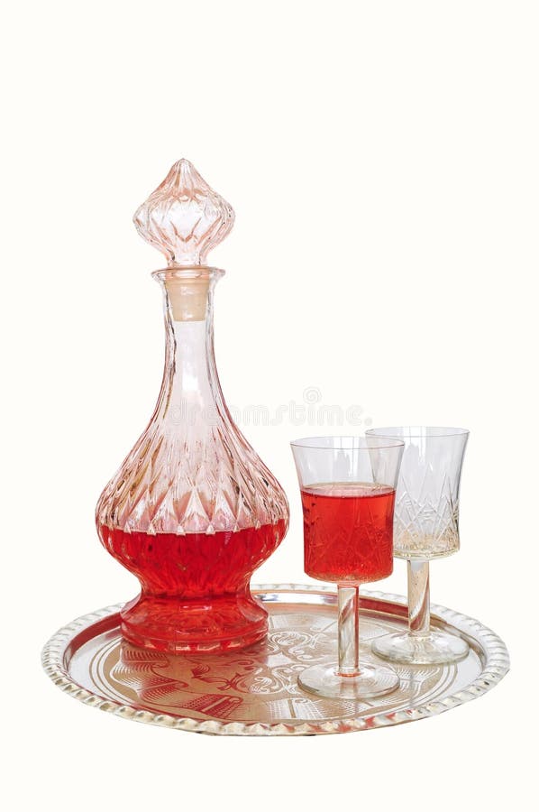 Vintage wine decanter and two glasses