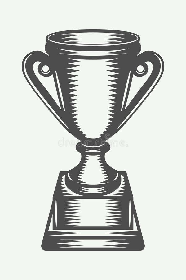 Vintage winner cup. Monochrome Graphic Art.