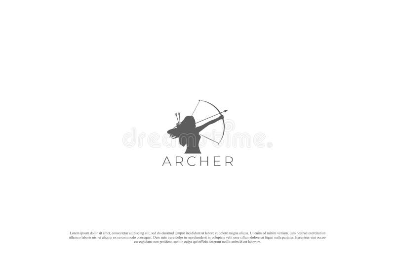 Vintage Woman Archer for Archery Sport Club Logo Design Vector