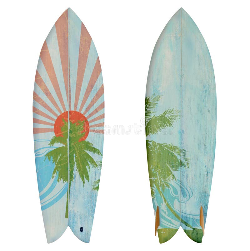 Vintage wood fish board surfboard