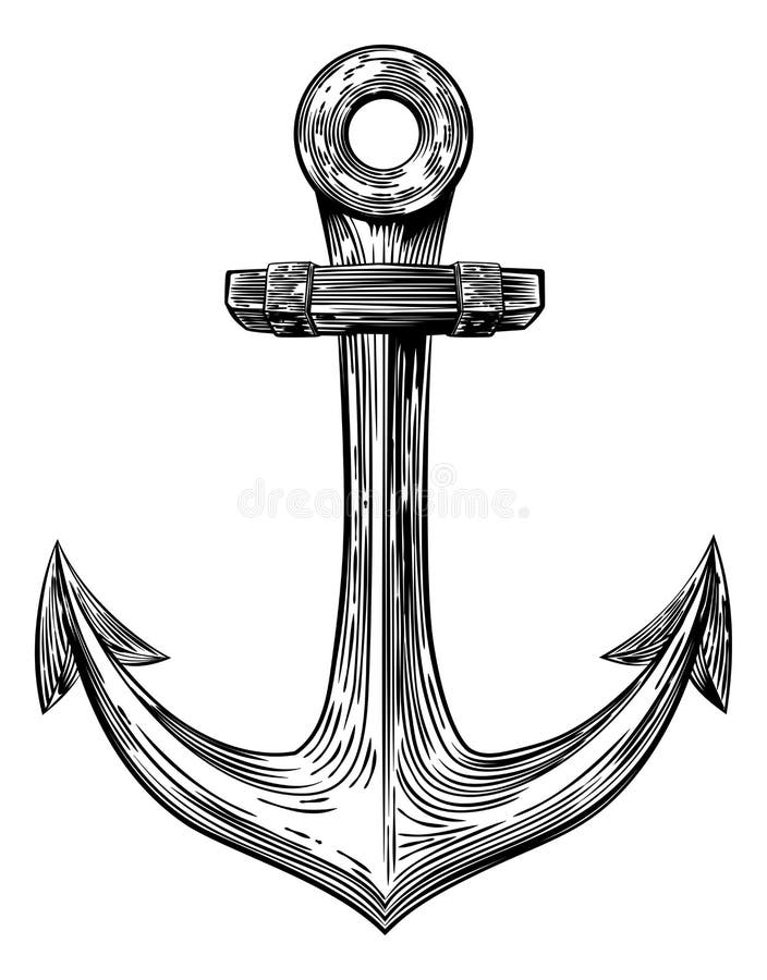 Vintage Woodcut Anchor stock vector. Illustration of sailor - 71066222
