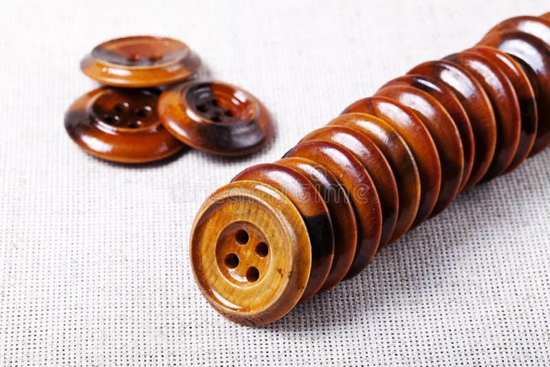 Vintage Wooden Buttons Background Stock Image - Image of close