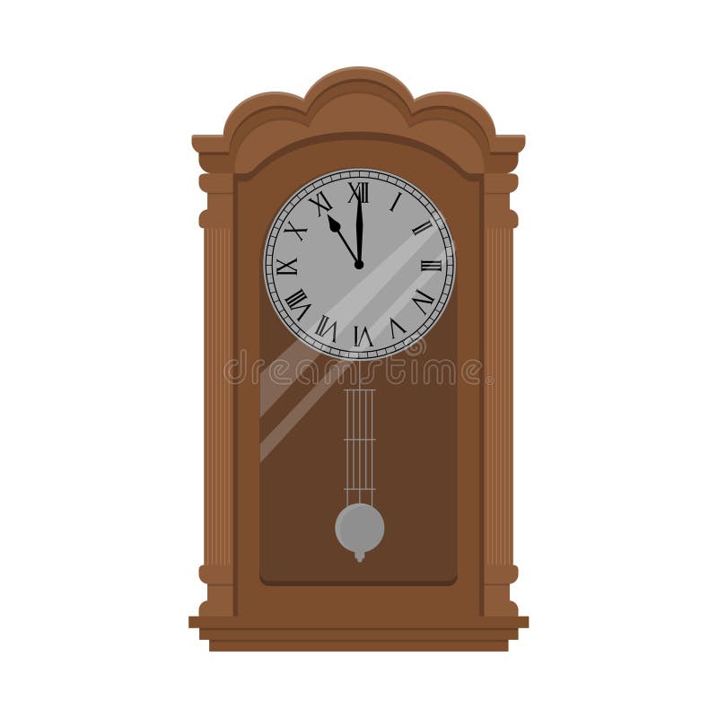 Vintage Wooden Clock with Pendulum. Stock Vector Illustration of