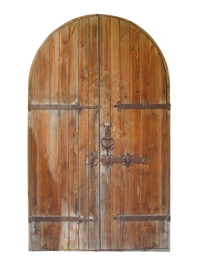 Vintage wooden door isolated over white