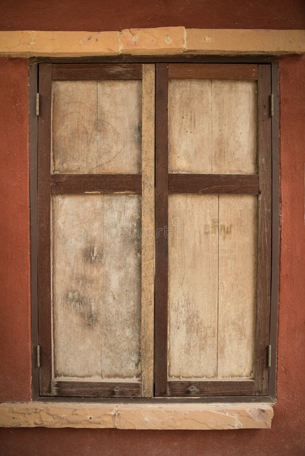 Vintage wooden windows stock photo. Image of living, brown 78041772