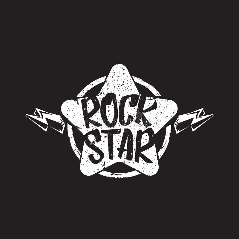 Vintage Yellow Rock Star Print Isolated on Grunge Grey Background ...