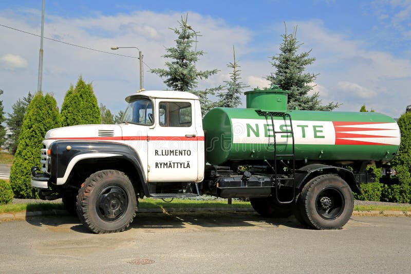 Vintage Zil 130 Tank Truck on a Yard royalty free stock photo Vintage Zil 130 Tank Truck on a Yard royalty free stock photo