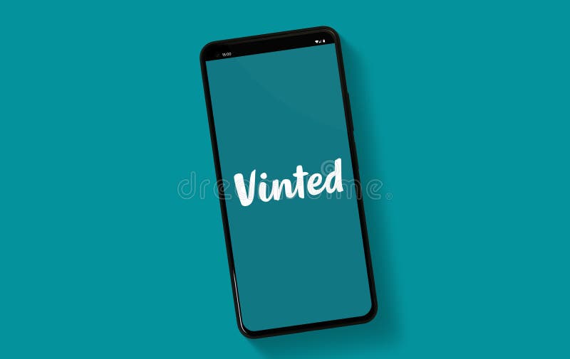 Vinted logo on mobile phone screen isolated on clean background