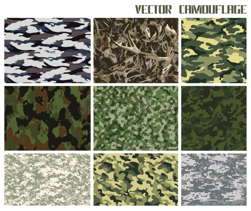 Winter and summer vector camouflage set. forest and urban. with a minimum number of layers. Winter and summer vector camouflage set. forest and urban. with a minimum number of layers