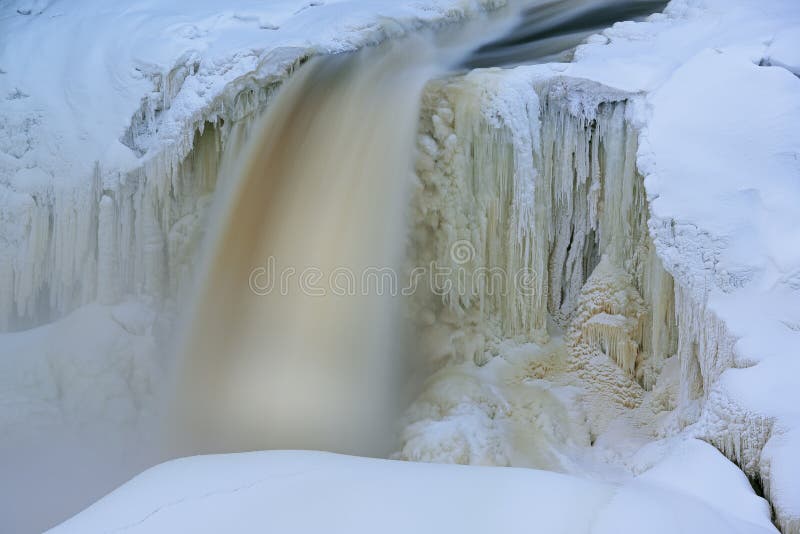 Vinter övreTahquamenon nedgångar arkivfoto Vinter övreTahquamenon nedgångar arkivfoto