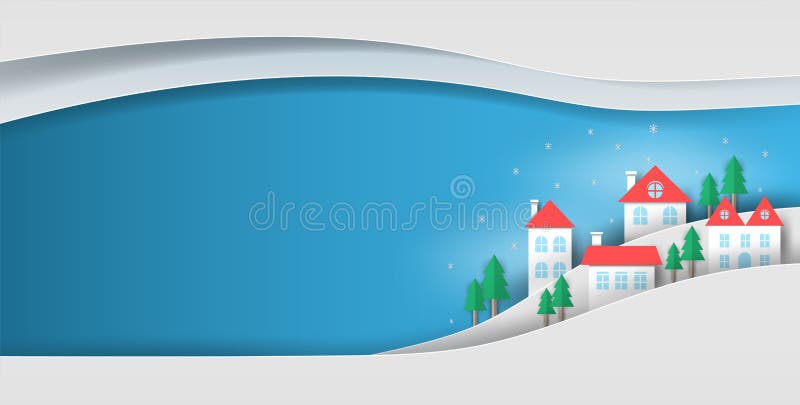 Vinterby på en blå bakgrund och snöflinga vektor illustrationer Vinterby på en blå bakgrund och snöflinga vektor illustrationer