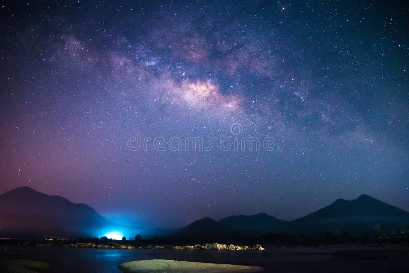 Milky Way Galaxy on the river and mountain. Milky Way Galaxy on the river and mountain