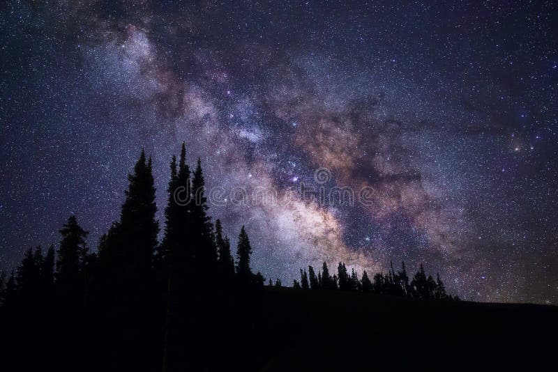 Milky Way galaxy and starry night sky over the San Juan Mountains in Telluride, Colorado. Milky Way galaxy and starry night sky over the San Juan Mountains in Telluride, Colorado.