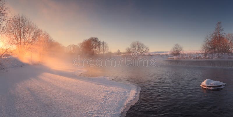 Vintersolsken till och med mist arkivbilder Vintersolsken till och med mist arkivbilder