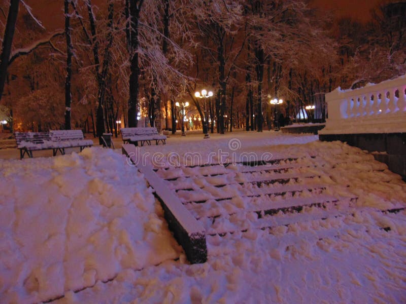 Vinterstadspark royaltyfria bilder