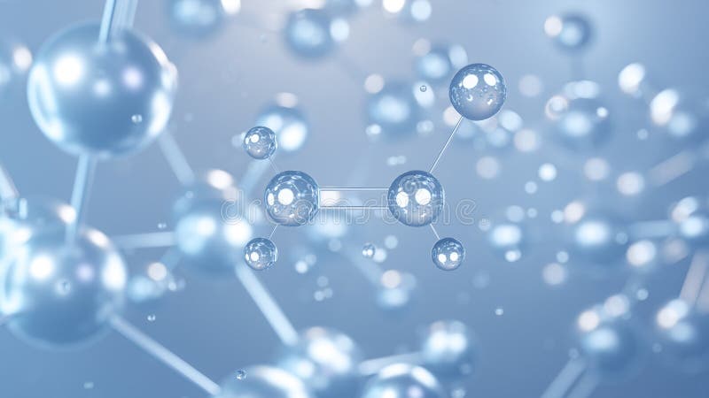 Vinyl chloride molecular structure 3d, flat model, organochloride, structural chemical formula view from a microscope stock illustration