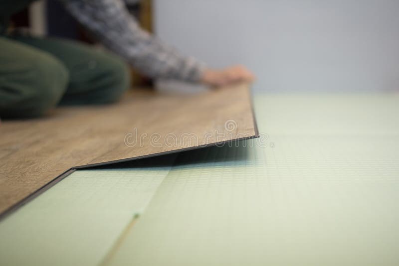 Vinyl Laminate Laying Of The Floor Covering Stock Image Image