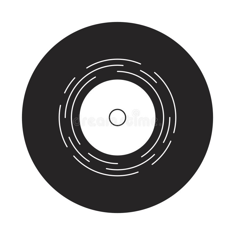 Vinyl Record Black and White 2D Line Cartoon Object Stock Illustration ...