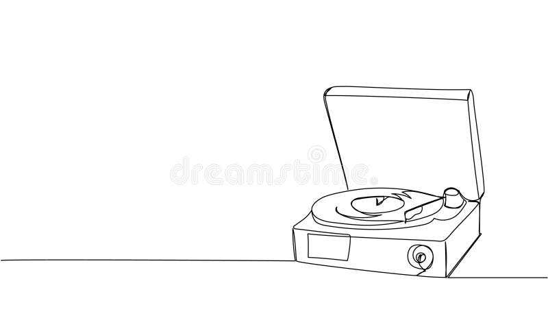 Vinyl Record Player Turntable One Line Art. Continuous Line Drawing of ...