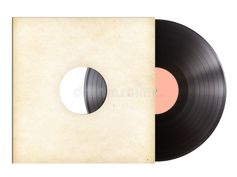 Vinylopnameschijf in document geïsoleerde koker