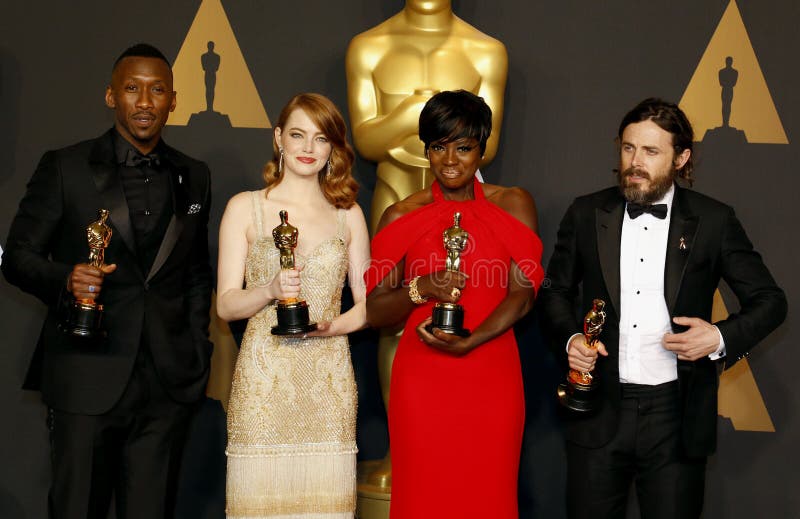 Viola Davis, Casey Affleck, Mahershala Ali and Emma Stone at the 89th Annual Academy Awards - Press Room held at the Hollywood and Highland Center in Hollywood, USA on February 26, 2017.