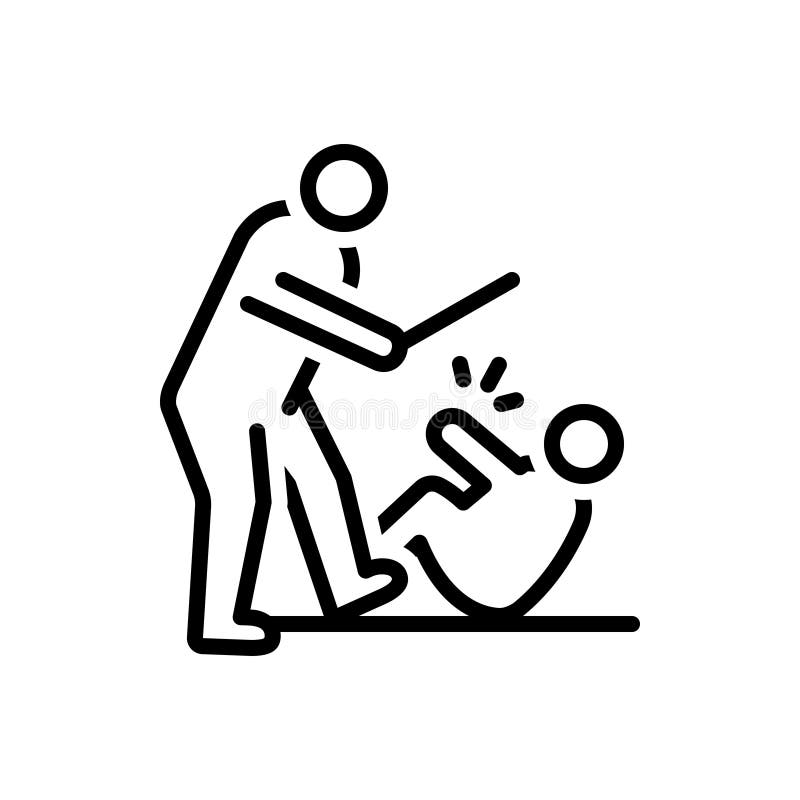 Black line icon for Violent, brutal and beating stock illustration