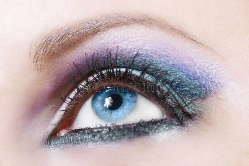 Violet and blue make-up stock image