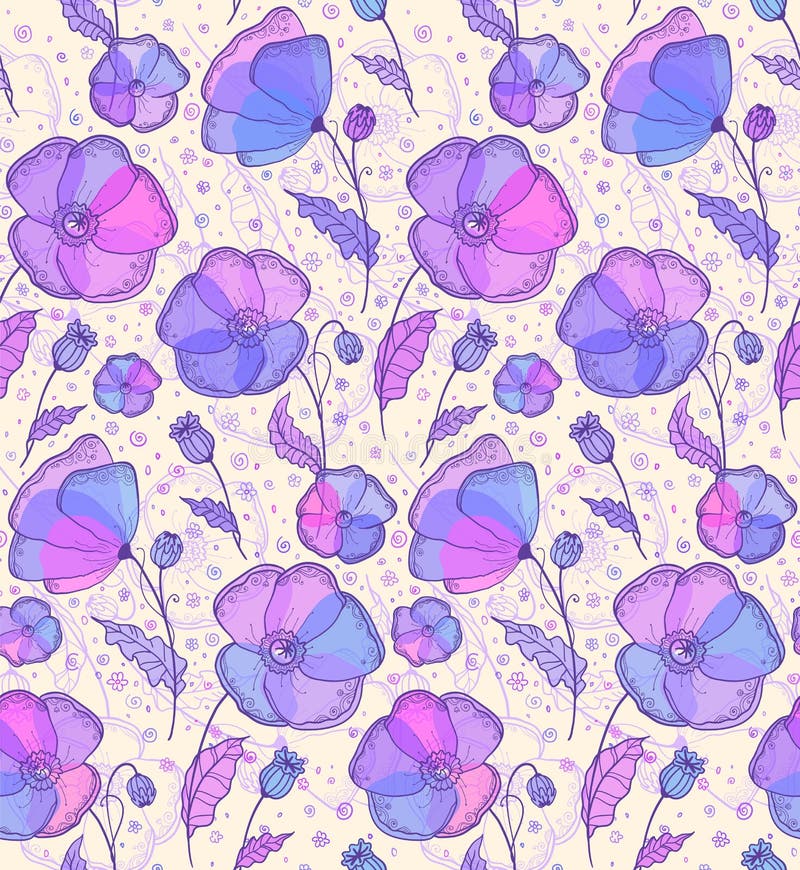 Violet flowers pattern stock illustration. Illustration of bottom