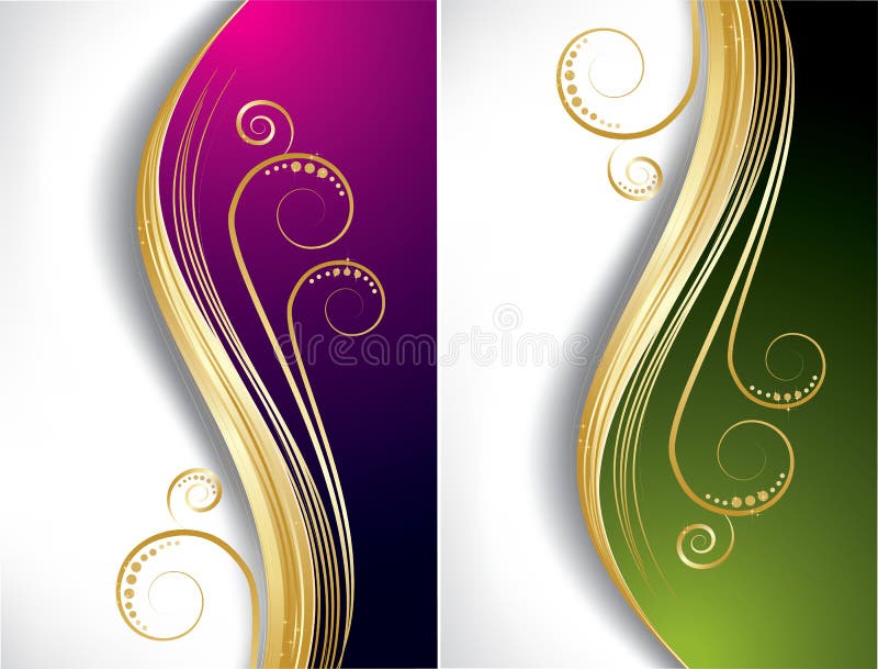 Violet and green waves backgrounds