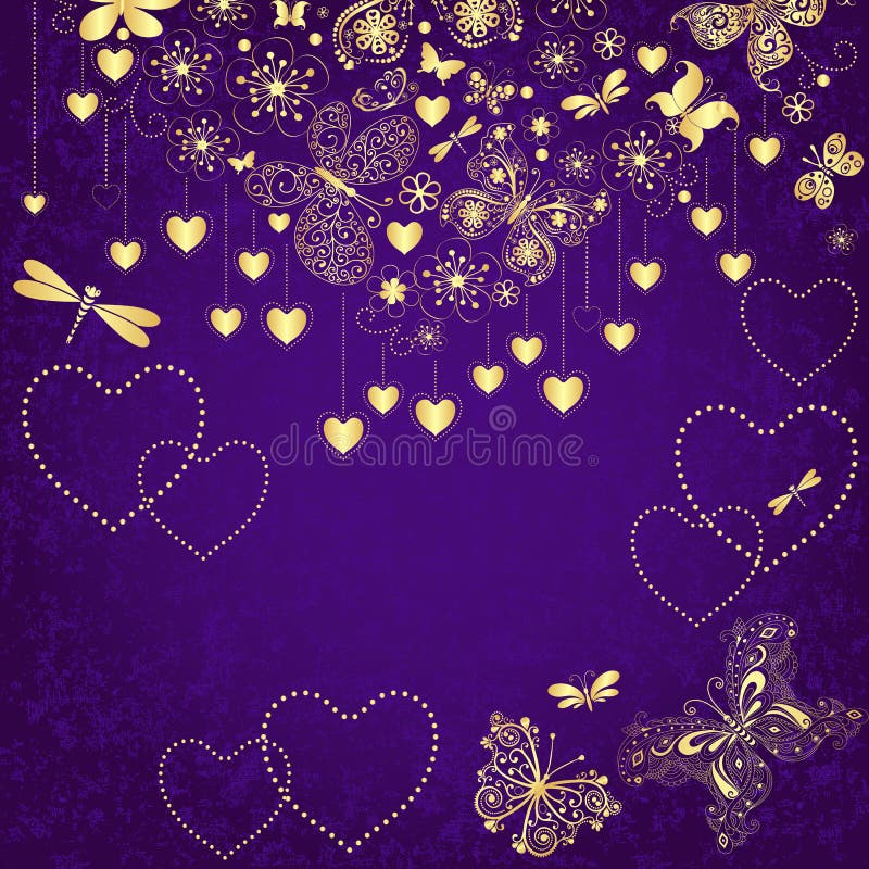 Violet grunge valentine frame royalty free illustration